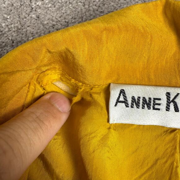 Vtg Yellow Silk Blazer Size 8 Anne Klein Jacket Double Button Dopamine Academia - Picture 5 of 5